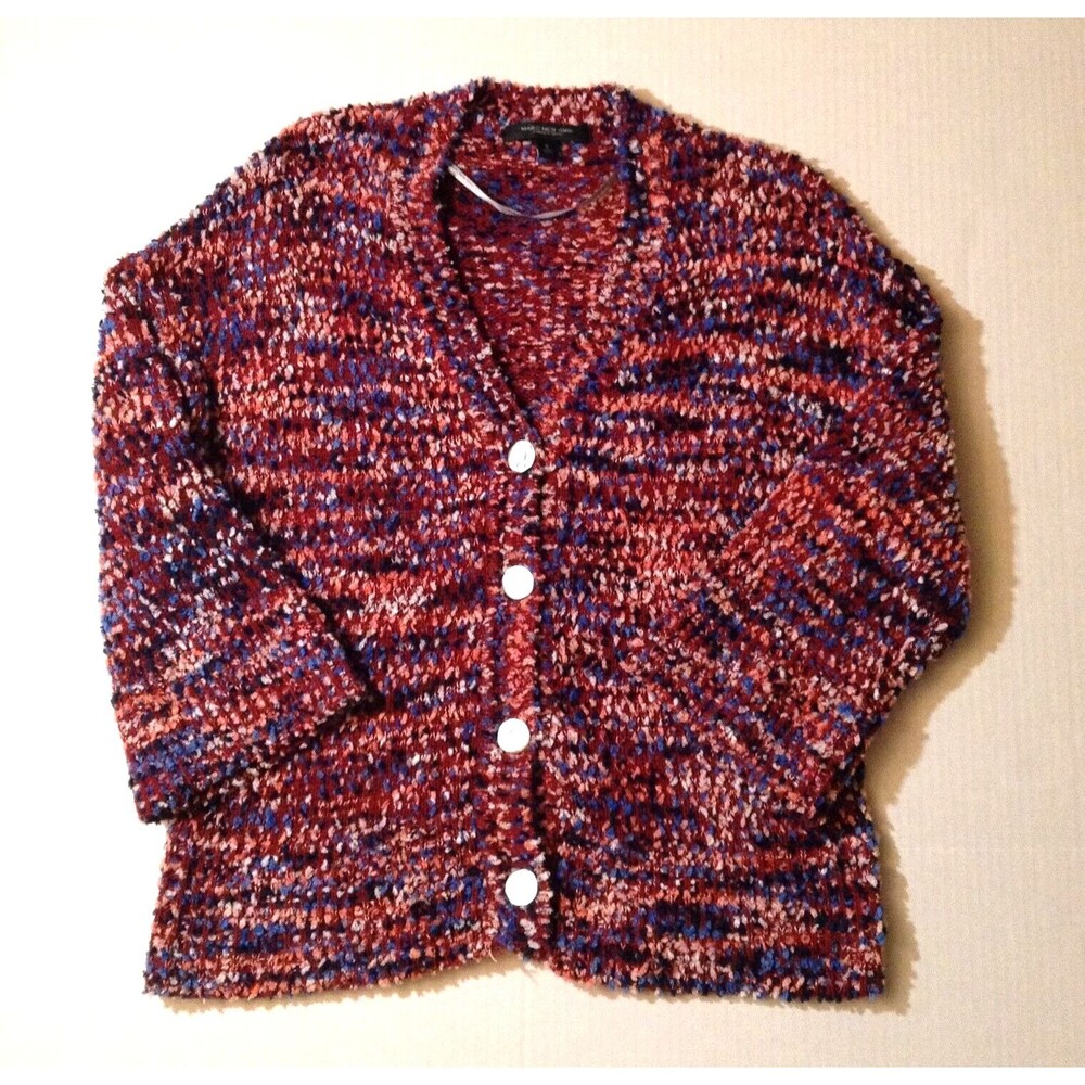 Cardigan Sweater Womens M Multicolor Knit Button Thick Chunky Granny Soft Cozy